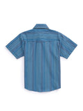Boy's Ely Cattleman Short Sleeve Stripe Western Snap Shirt - Navy - Ely Cattleman - Flyclothing LLC