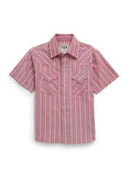 Boy's Ely Cattleman Short Sleeve Red Stripe Western Snap Shirt - Ely Cattleman - Flyclothing LLC