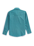 Boy's Ely Cattleman Long Sleeve Medallion Print Western Snap Shirt- Teal & Khaki - Ely Cattleman - Flyclothing LLC