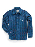 Boy's Ely Cattleman Long Sleeve Wallpaper Floral Print Snap Shirt- Navy - Ely Cattleman - Flyclothing LLC