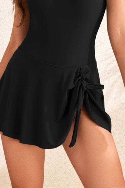 Drawstring Scoop Neck Wide Strap One-Piece Swimwear - Trendsi - Flyclothing LLC