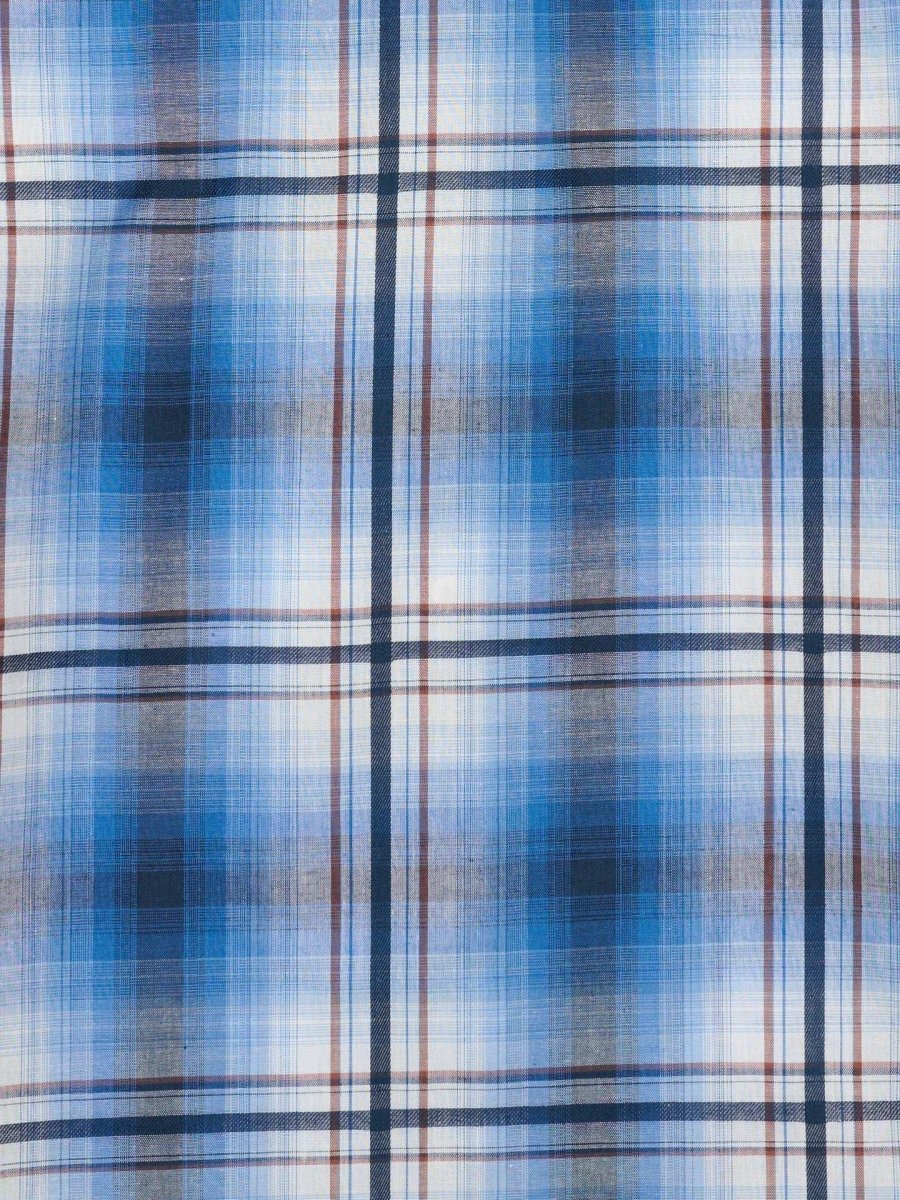 Boy's Ely Cattleman Long Sleeve Textured Plaid Western Snap Shirt- Rust & Navy - Ely Cattleman - Flyclothing LLC