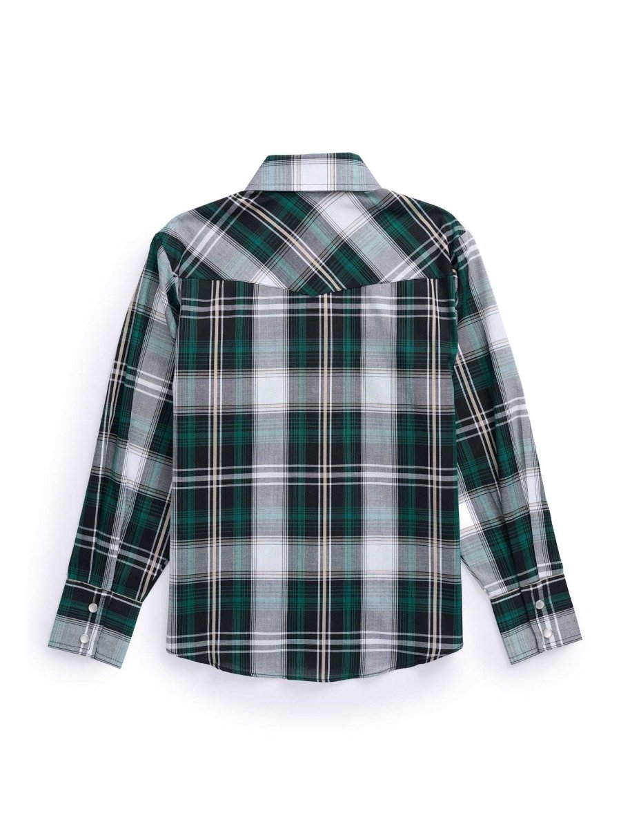 Boy's Ely Cattleman Long Sleeve Textured Plaid Western Snap Shirt - Ely Cattleman - Flyclothing LLC