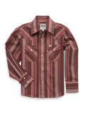 Boy's Ely Cattleman Long Sleeve Textured Stripe Western Snap Shirt- Burgundy - Ely Cattleman - Flyclothing LLC