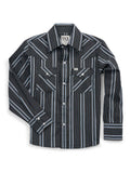 Boy's Ely Cattleman Long Sleeve Textured Stripe Western Snap Shirt- Black - Ely Cattleman - Flyclothing LLC