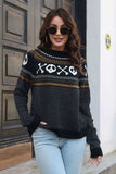 Ghost Pattern Round Neck Long Sleeve Sweater - Trendsi - Flyclothing LLC