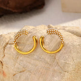 Pearl-Accented C-Hoop Earrings - Trendsi - Flyclothing LLC