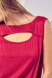 BiBi Rayon Span Knit With Cut Out Front Sleeveless Top - Trendsi - Flyclothing LLC