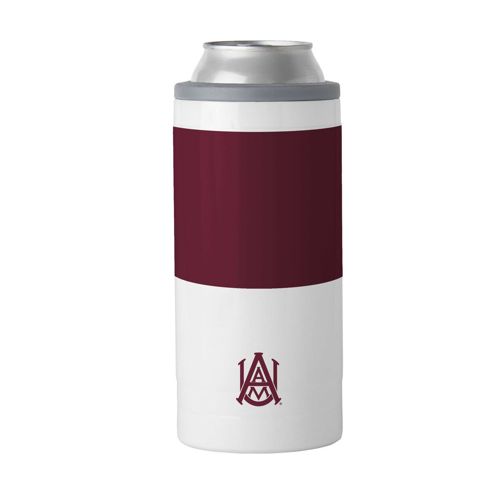 Alabama A&M Colorblock 12oz Slim Can Coolie - Logo Brands - Flyclothing LLC