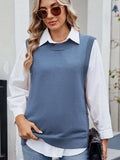 Buttoned Round Neck Sweater Vest - Trendsi - Flyclothing LLC