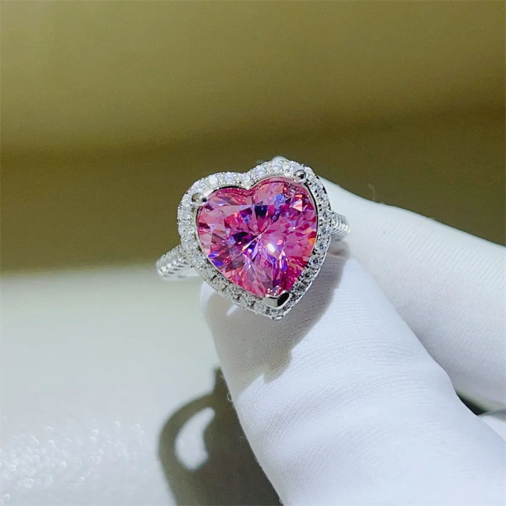 5 Carat Moissanite 925 Sterling Silver Heart Ring - Trendsi - Flyclothing LLC