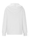 Drawstring Quarter Button Long Sleeve Hoodie - Trendsi - Flyclothing LLC