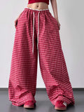 Drawstring Plaid Wide Leg Pants - Trendsi - Flyclothing LLC