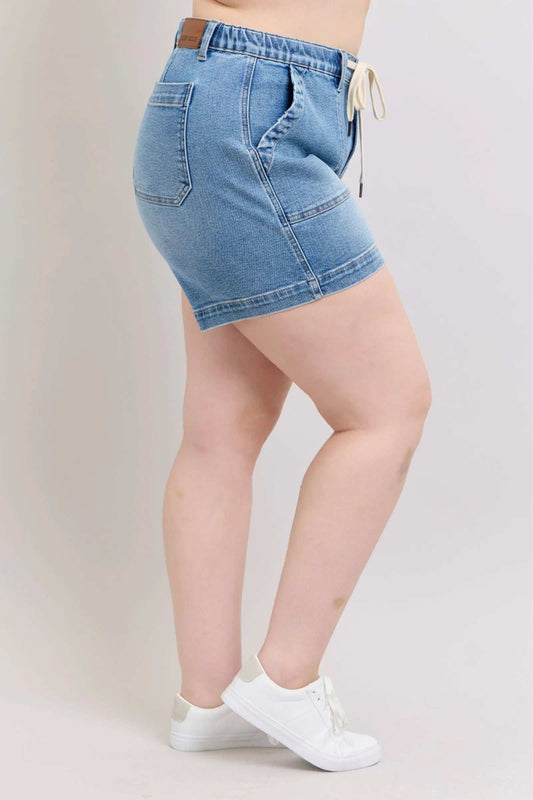 Judy Blue Plus Size High Waist Vintage Wash Denim Shorts - Trendsi - Flyclothing LLC