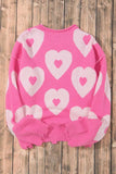 Pearl Detail Heart Round Neck Long Sleeve Sweater - Trendsi - Flyclothing LLC