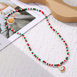Christmas Beaded Necklace with Santa Charm - Trendsi - Flyclothing LLC