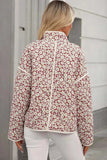 Floral Snap Down Mock Neck Coat - Trendsi - Flyclothing LLC