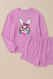 Bubble Gum Rabbit Sequin Corded Rib Top and Shorts Set - Trendsi - Flyclothing LLC