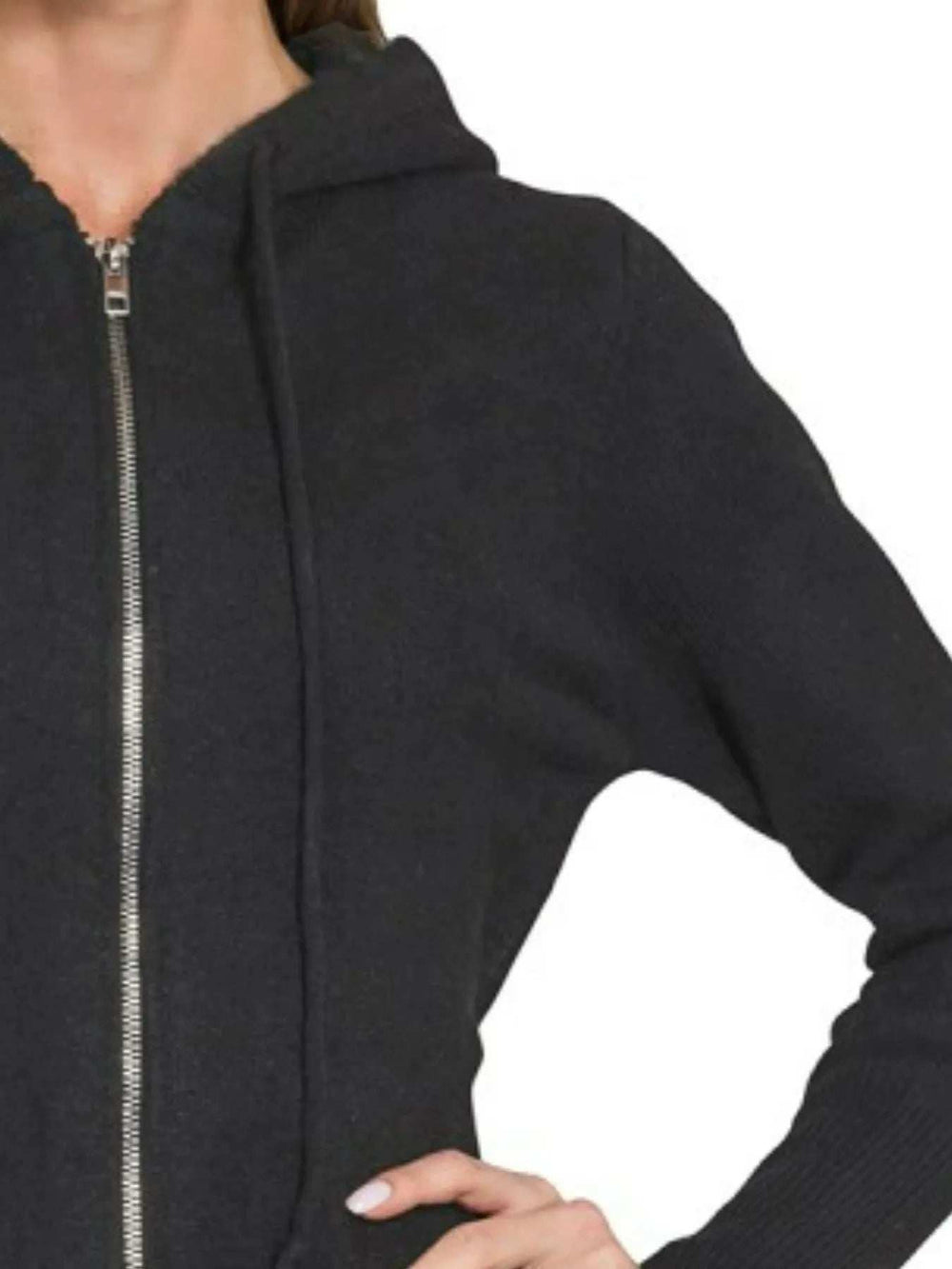 Zenana Drawstring Zip Up Hooded Cardigan - Trendsi - Flyclothing LLC