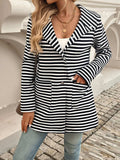 Devine Striped Long Sleeve Hooded Outerwear - Trendsi - Flyclothing LLC