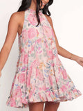 Floral Print Sleeveless Tiered Mini Dress - Trendsi - Flyclothing LLC