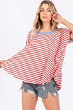 Ces Femme Striped Round Neck Short Sleeve T-Shirt - Trendsi - Flyclothing LLC
