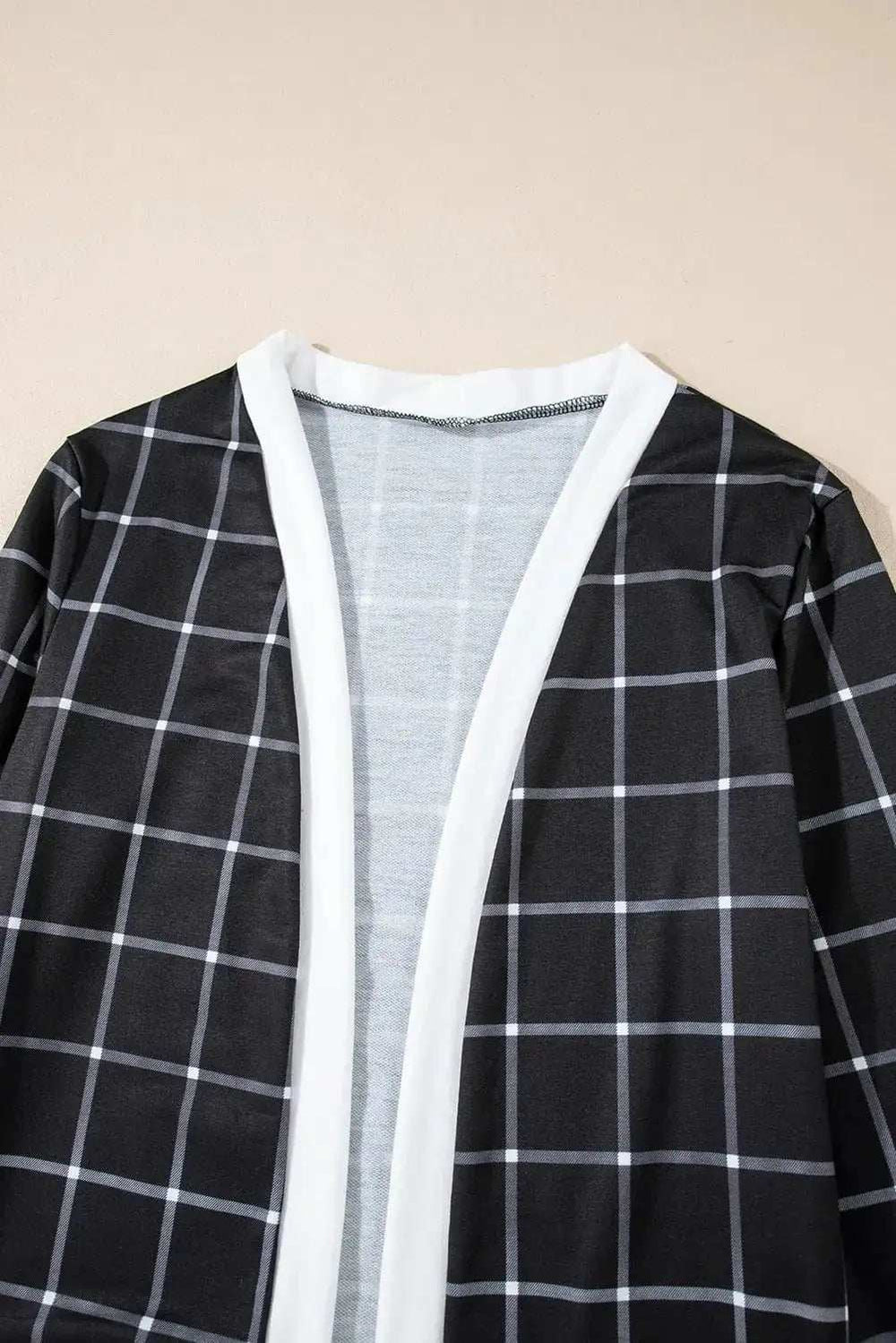 Plaid Open Front Long Sleeve Cover Up - Trendsi - Flyclothing LLC
