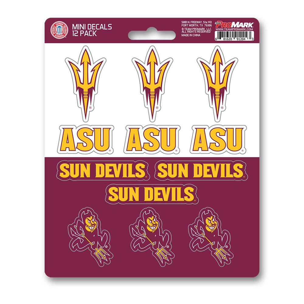 Arizona State University Mini Decal 12-pk - Logo Brands - Flyclothing LLC