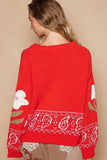 POL Flower Lace Patch Long Sleeve Sweater - Trendsi - Flyclothing LLC