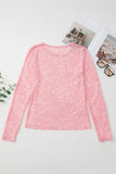 Lace Flower Round Neck Long Sleeve Top - Trendsi - Flyclothing LLC