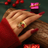 18K Gold-Plated Christmas Charm Ring - Trendsi - Flyclothing LLC
