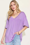 Basic Bae Full Size Bamboo V-Neck Drop Shoulder T-Shirt - Trendsi - Flyclothing LLC