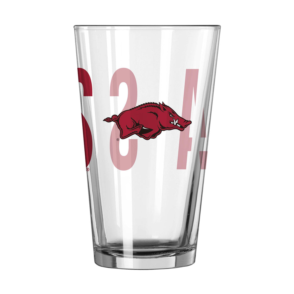 Arkansas 16oz Overtime Pint Glass - Logo Brands - Flyclothing LLC