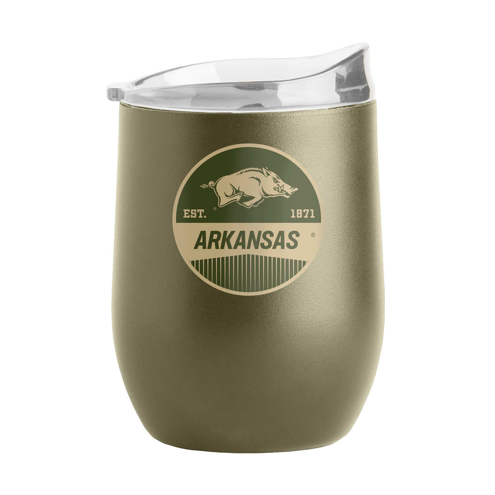 Arkansas 16oz Badge Powder Coat Curved Beverage - Logo Brands - Flyclothing LLC