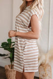 Stripe Round Neck Sleeveless Pocketed Mini Dress - Trendsi - Flyclothing LLC