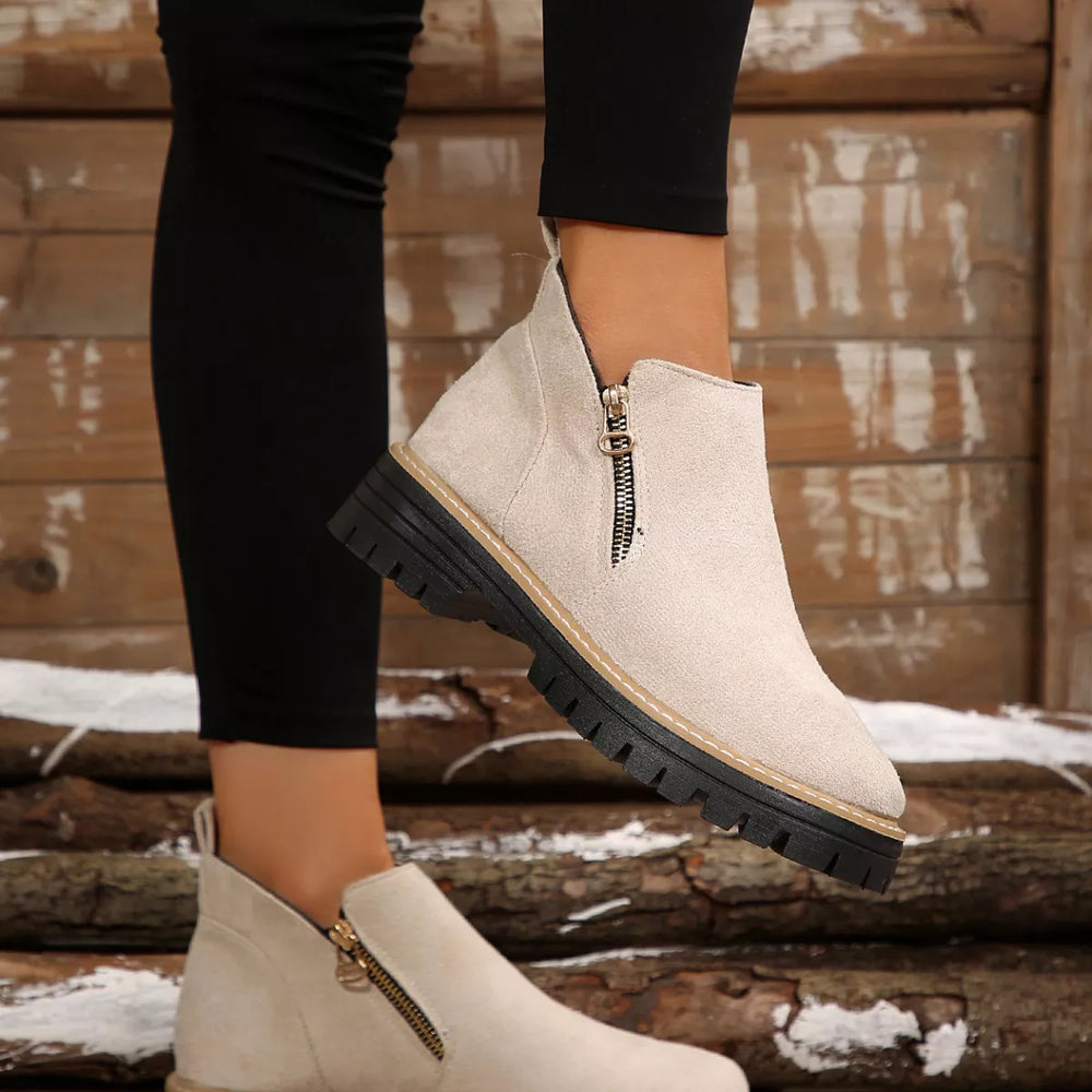 Side Zip Ankle Boots - Trendsi - Flyclothing LLC