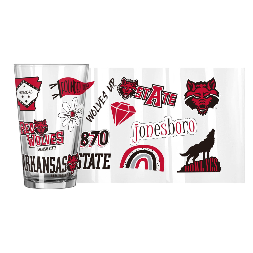 Arkansas State 16oz Native Pint Glass - Logo Brands - Flyclothing LLC