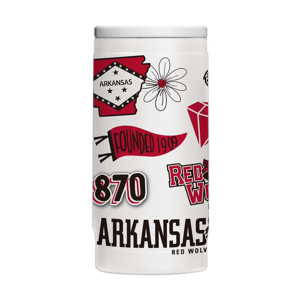 Arkansas State 12oz Native Powdercoat SlimCan Coolie - Logo Brands - Flyclothing LLC