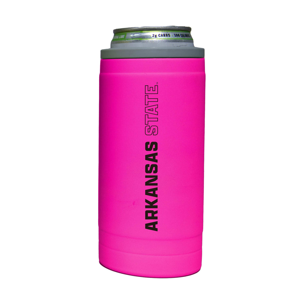 Arkansas State 12oz Electric Stacked Soft Touch Slim Coolie - Logo Brands - Flyclothing LLC