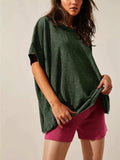 Oversized Round Neck Drop-Shoulder T-Shirt - Trendsi - Flyclothing LLC