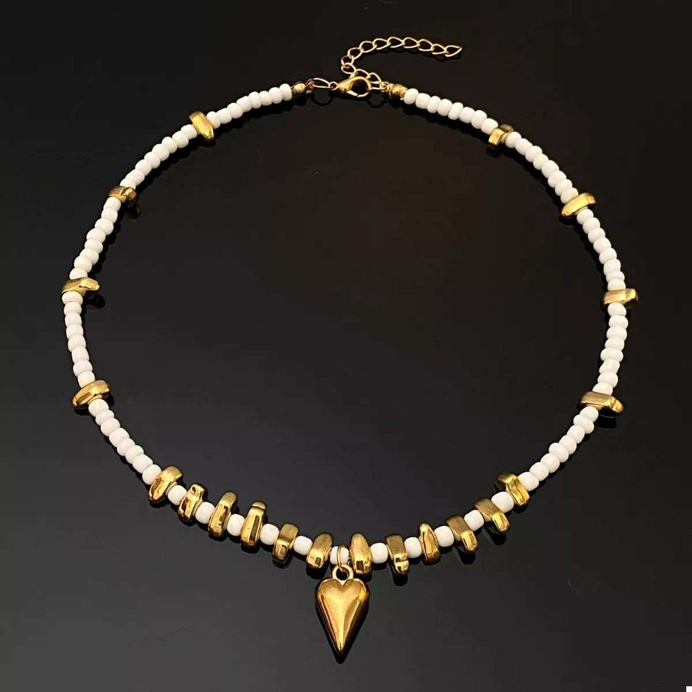 Pearl & Heart Pendant Necklace - Trendsi - Flyclothing LLC