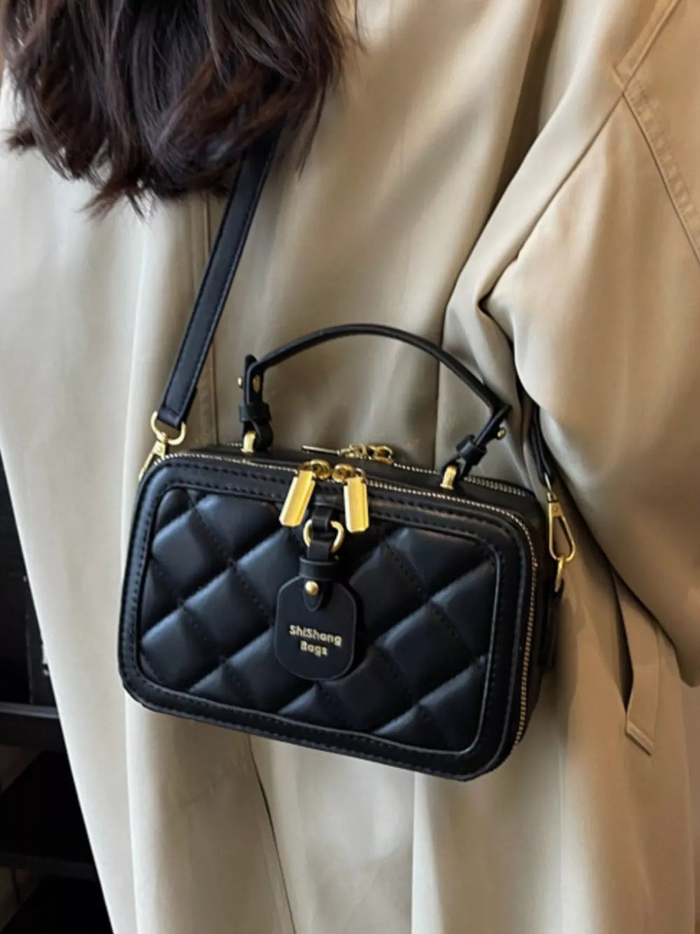 Quilted Boxy Crossbody Bag - Trendsi - Flyclothing LLC