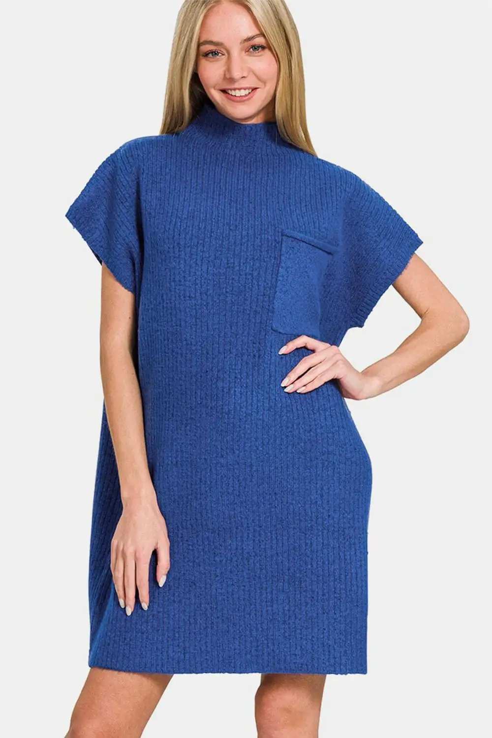 Zenana Short Sleeve Sweater Mini Dress - Trendsi - Flyclothing LLC