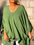 Ribbed Hem V-Neck Sweater - Trendsi - Flyclothing LLC