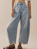 Raw Hem Wide Leg Jeans with Pockets - Trendsi - Flyclothing LLC