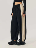 Drawstring Hem Contrast Elastic Waist Pants - Trendsi - Flyclothing LLC