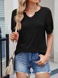 Lace Short Sleeve T-Shirt - Trendsi - Flyclothing LLC