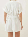 Johnny Collar Short Sleeve Romper - Trendsi - Flyclothing LLC