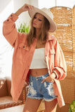 BiBi Washed Button Up Shacket with Chest Pockets - Trendsi - Flyclothing LLC