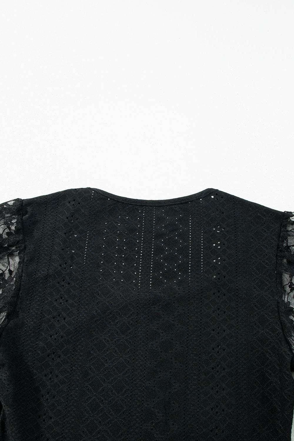 Eyelet Lace Long Sleeve Bodysuit - Trendsi - Flyclothing LLC